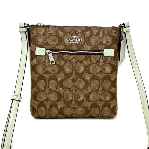 Coach Mini Rowan File Bag Crossbody Purse In Signature Canvas Khaki Sage CF340 - Picture 1 of 4